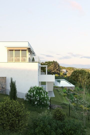 Vila ve funkcionalismu, Plzeň - Rekonstrukce vily v Plzni ve funkcionalistickém stylu s novými vyhlídkovými terasami a upravenou fasádou.